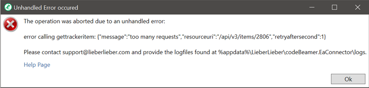 unhandled Error