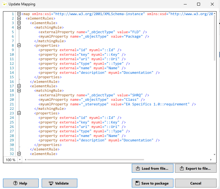 Update Mapping for Package