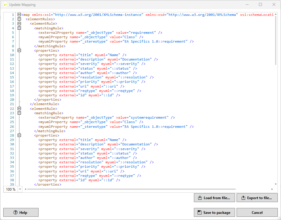 Update Mapping Dialog